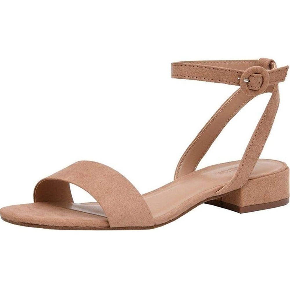 Taupe block heel strap sandals